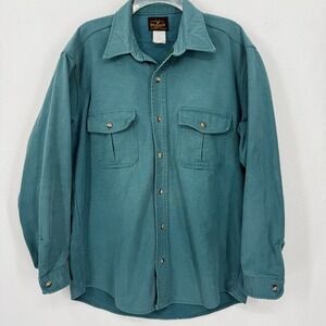 Deerskin Melton Shirt Co Mens Green Heavy Cotton Chamois Work L USA Vintage